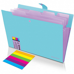 Папка-органайзер на кнопке 5 отделений, BRAUBERG "Extra", А4, голубая с лиловым, 274099