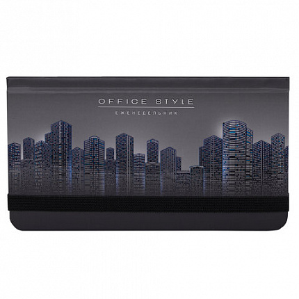 Еженедельник недатированный с резинкой (171х93 мм), BRAUBERG, твердый, УФ-ЛАК, 64 л., "Night City", 114575