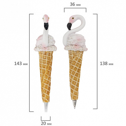 Ручка фигурная "МОРОЖЕНОЕ-ФЛАМИНГО", СИНЯЯ, 4 дизайна ассорти, 0,5 мм, дисплей, BRAUBERG, 142764