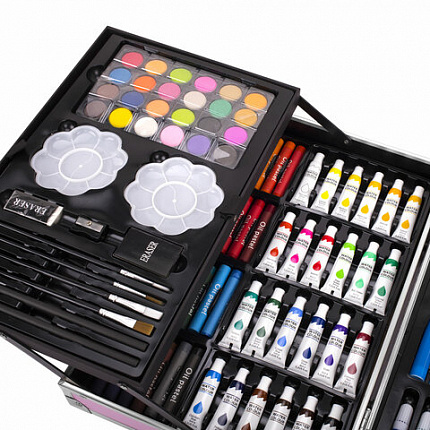 Набор ЮНОГО ХУДОЖНИКА "ЕДИНОРОГ" для рисования и творчества в кейсе ЮНЛАНДИЯ, 165 предметов, 665670