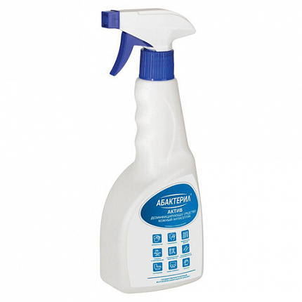 Антисептик для рук и поверхностей спиртовой (64%) с распылителем 500 мл, АБАКТЕРИЛ-АКТИВ, дезинфицирующий, жидкость, АА-211
