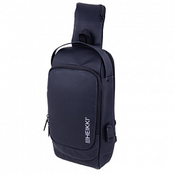 Рюкзак однолямочный HEIKKI FEATURE (ХЕЙКИ), кодовый замок, USB-порт, черный, 32x16x6 см, 273900