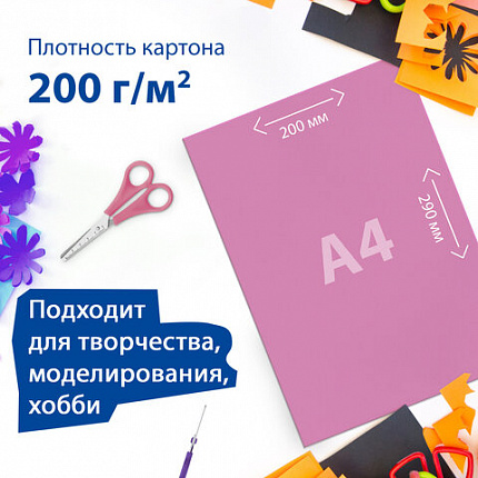 Картон цветной А4 МЕЛОВАННЫЙ (глянцевый), 12 листов 12 цветов, в папке, BRAUBERG, 200х290 мм, "Килиманджаро", 129917
