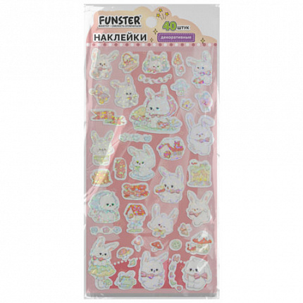 Наклейки декоративные "Веселый микс", 17,5х9 см, ассорти 6 видов, FUNSTER (ФАНСТЕР), 666094