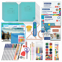Набор школьных принадлежностей в подарочной коробке BRAUBERG "ШКОЛЬНЫЙ УНИВЕРСАЛЬНЫЙ", 65 предметов, 881133