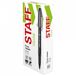 Ручка гелевая STAFF "COLLEGE", ЧЕРНАЯ, игольчатый узел 0,5 мм, линия письма 0,35 мм, 144538