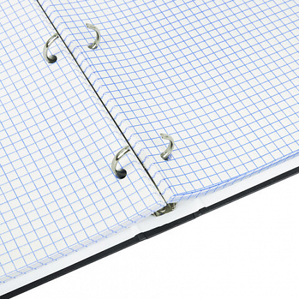 Тетрадь на кольцах БОЛЬШАЯ А4, 215х305 мм, 100 л., твердый картон, клетка, BRAUBERG, "Minimal black", 405408