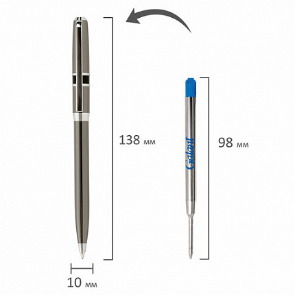 Ручка подарочная шариковая GALANT "SFUMATO", корпус оружейный металл, детали хром, узел 0,7 мм, синяя, 143519
