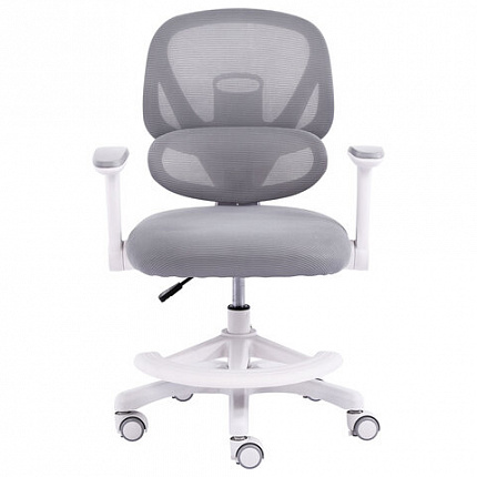 Кресло детское с подставкой для ног BRABIX KIDS "MG-220", сетка/ткань TW, серое, 533315