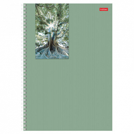 Тетрадь А4 80 л,. HATBER, гребень, клетка, матовая ламинация, цветной срез, "Прикосновение к природе" (микс), 086364, 80Т4лВ1гр