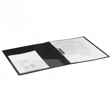 Папка с боковым металлическим прижимом и внутренним карманом BRAUBERG "Contract", черная, до 100 л., 0,7 мм, бизнес-класс, 221786