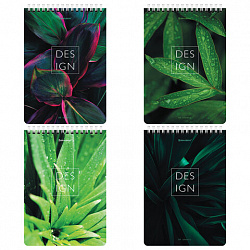 Блокнот А5 (146х206 мм), 80 л., гребень, картон, жесткая подложка, клетка, BRAUBERG, "Растения", 114388