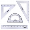 Набор чертежный ПИФАГОР (линейка 16 см, 2 треугольника, транспортир), прозрачный, европодвес, 210850