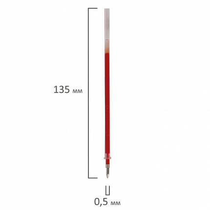 Стержень гелевый STAFF "Basic" GPR-232, 135 мм, КРАСНЫЙ, узел 0,5 мм, линия письма 0,35 мм, 170233