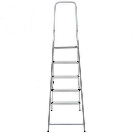 Стремянка алюминиевая 5 ступеней, высота площадки 1,04м, дуга безопасности 0,6м, площадка 26х26см, до 150кг, вес 4кг, НОВАЯ ВЫСОТА, 1110105