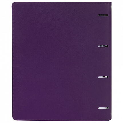 Тетрадь на кольцах БОЛЬШАЯ А4 (240х310 мм), 120 листов, под кожу, клетка, BRAUBERG "Joy", фиолетовый/светло-фиолетовый, 404506
