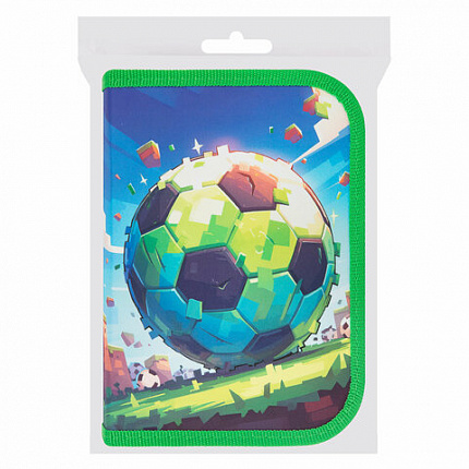 Пенал ПИФАГОР, 1 отделение, 1 откидная планка, полиэстер, 19х13 см, "Football match", 273476