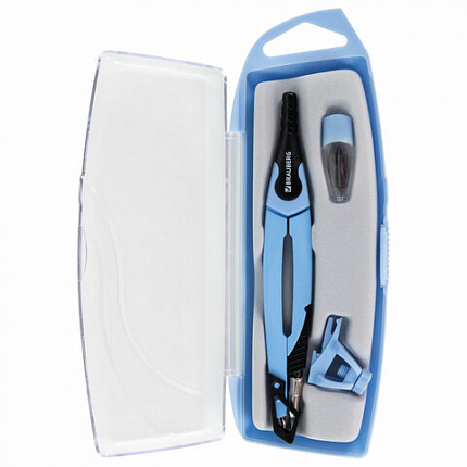 Готовальня BRAUBERG ULTRA, 4 предмета: циркуль 135 мм, запасной грифель, насадка, аквамариновый цвет, 210822