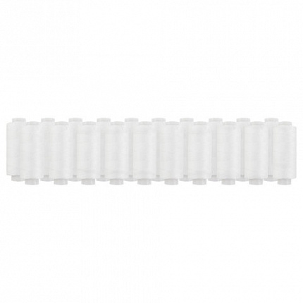 Нитки швейные 40 ЛШ, 200 м, полиэстер, НАБОР 20 шт., белые, в ПОДАРОК иглы, DEVELIA (Девелиа), 609621