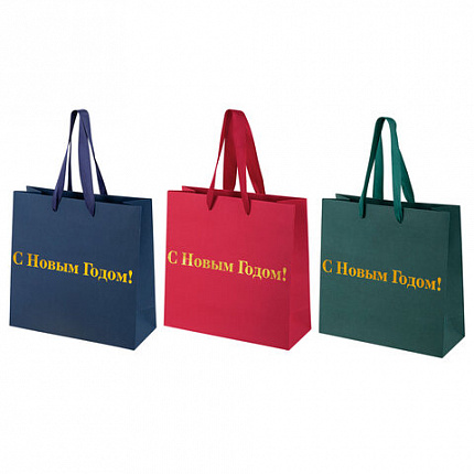 Пакет подарочный НАБОР 3 шт., новогодний, 20х8х20 см, "Business X-Mas Kraft", ЗОЛОТАЯ СКАЗКА, 592425