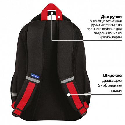 Рюкзак BRAUBERG MOTION, 2 отделения, 3 кармана, "Calm capy", СВЕТЯЩИЙСЯ, 41х28х17 см, 272032