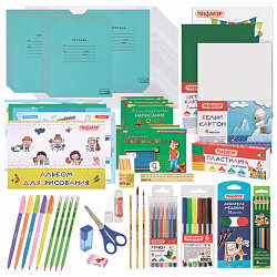 Набор школьных принадлежностей в подарочной коробке ПИФАГОР "НАБОР ПЕРВОКЛАССНИКА", 71 предмет, 881132