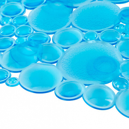 Коврик для ванны противоскользящий 68х37 см, "Пузыри", овальный, прозрачно-голубой, ПВХ, PRIMILA (ПРИМИЛА), 700381