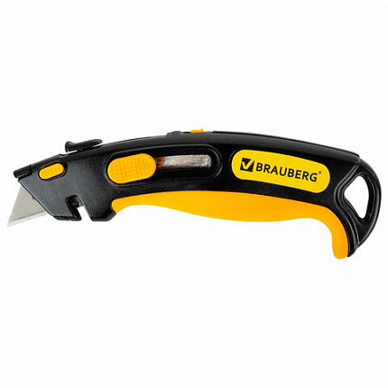 Нож универсальный мощный, BRAUBERG METALLIC PRO, автофиксатор, функция автовозврата, 238737