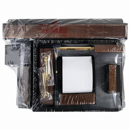 Набор настольный GALANT "Sirius" из дерева, 8 предметов, цвет "орех/чёрный", 238161