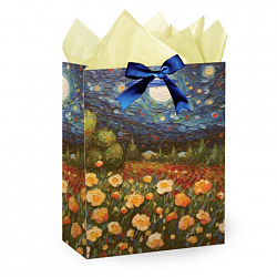 Пакет подарочный (1 штука) 18х10х23 см (M), "3D Flowers", ассорти, с тишью, ЗОЛОТАЯ СКАЗКА, 700809