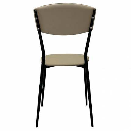 Стул для столовых, кафе, дома РС23, черный каркас, экокожа серо-бежевая