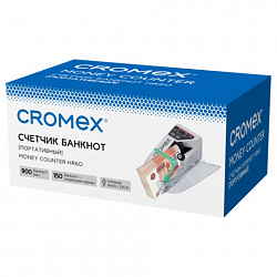 Счетчик банкнот портативный CROMEX (КРОМЕКС) HR60 Portable, 900 банкнот в минуту, приемный карман до 150 банкнот, чехол В ПОДАРОК, 291383