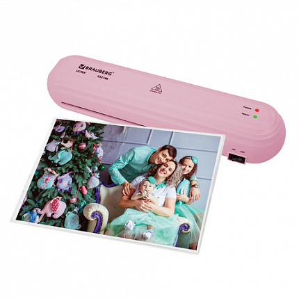 Ламинатор BRAUBERG ULTRA PM235P, РОЗОВЫЙ, формат A4, толщина пленки 60-150 мкм, скорость 30 см/мин, 532186