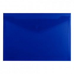 Папка-конверт с кнопкой прозрачная А4, BRAUBERG "UNIVERSAL", до 100 листов, синяя, 0,15 мм, 273071