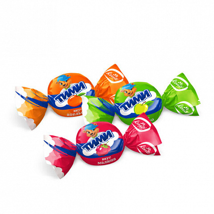 Конфеты желейные KONTI "Timi" Mix со вкусами яблока, апельсина и малины, 1000 г, пакет, 15880