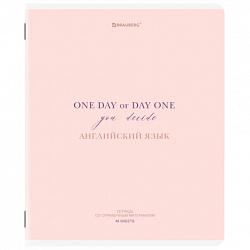 Тетрадь предметная CREATIVE 48 л., обложка картон, АНГЛИЙСКИЙ, клетка, подсказ, BRAUBERG, 405111