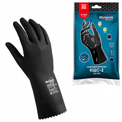 Перчатки латексные MANIPULA "КЩС-2", ультратонкие, размер 7-7,5, S (малый), черные, L-U-032/CG-943