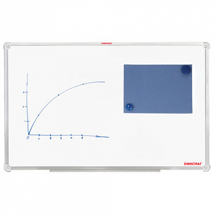 Доска магнитно-маркерная 60х90 см, алюминиевая рамка, ГАРАНТИЯ 10 ЛЕТ, РОССИЯ, ОФИСМАГ, 236446