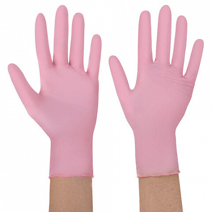Перчатки нитриловые смотровые SFM Supersoft PINK, Германия, 100 пар (200 штук), размер 7-8, M (средний), розовые