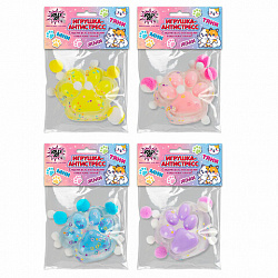 Игрушка-антистресс "КОШАЧЬЯ ЛАПКА С ПОМПОНАМИ", 7х6 см, ассорти 4 цвета, дисплей, JOLLY JOT (ДЖОЛЛИ ДЖОТ), 665774