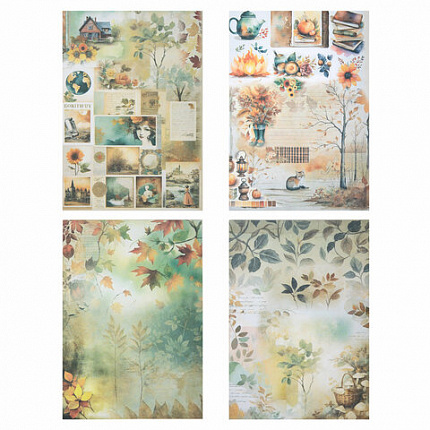 Бумага для скрапбукинга 15х21 см "Осень", двусторонняя, 12 листов, 240 г/м2, ОСТРОВ СОКРОВИЩ, 665446