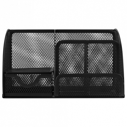 Подставка-органайзер металлическая BRAUBERG "Germanium", 7 секций, 125х220х140 мм, черная, 237416