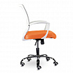 Кресло BRABIX "Wings MG-306", пластик белый, хром, сетка, серое/оранжевое, 532011