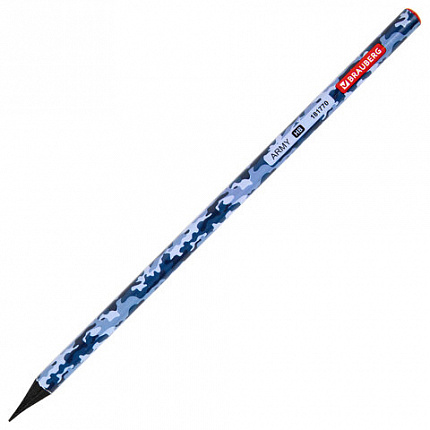 Карандаш чернографитный BRAUBERG "ARMY", 1 шт., HB, корпус ассорти, 181770