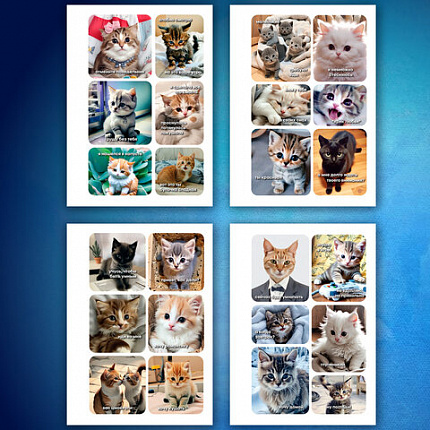 Стикербук ПРОСТО НАКЛЕЙ А6, 16 листов, 96 цветных стикеров, на гребне, BRAUBERG, "Коты мемы", 666050