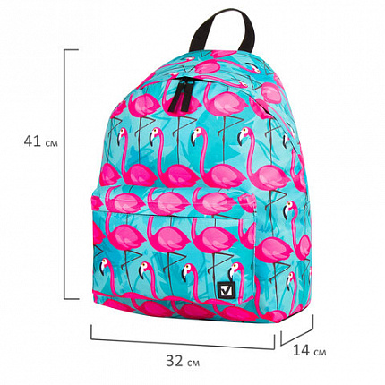 Рюкзак BRAUBERG СИТИ-ФОРМАТ универсальный, "Flamingo", разноцветный, 41х32х14 см, 228854