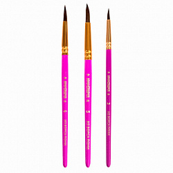 Кисти ЮНЛАНДИЯ, набор 3 шт. (ПОНИ: круглые № 3, 4, 5), блистер с европодвесом, 200885