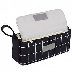 Пенал мягкий BRAUBERG, 1 отделение, карман на липучке, значок, 22х10х6 см, "Black checkered", 273579