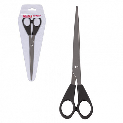 Ножницы STAFF "Basic", 180 мм, чёрные, ПВХ чехол с европодвесом, 236939