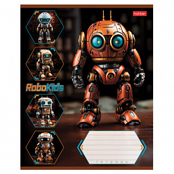 Тетрадь 18 л., HATBER клетка, обложка картон, "Робо" (микс в спайке), 084624, 18Т5В1